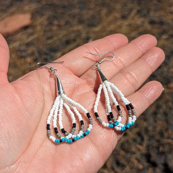 Navajo Handmade Beaded Necklace Earrings Set Historical Rug Design ***‎ - Picture 7 of 9